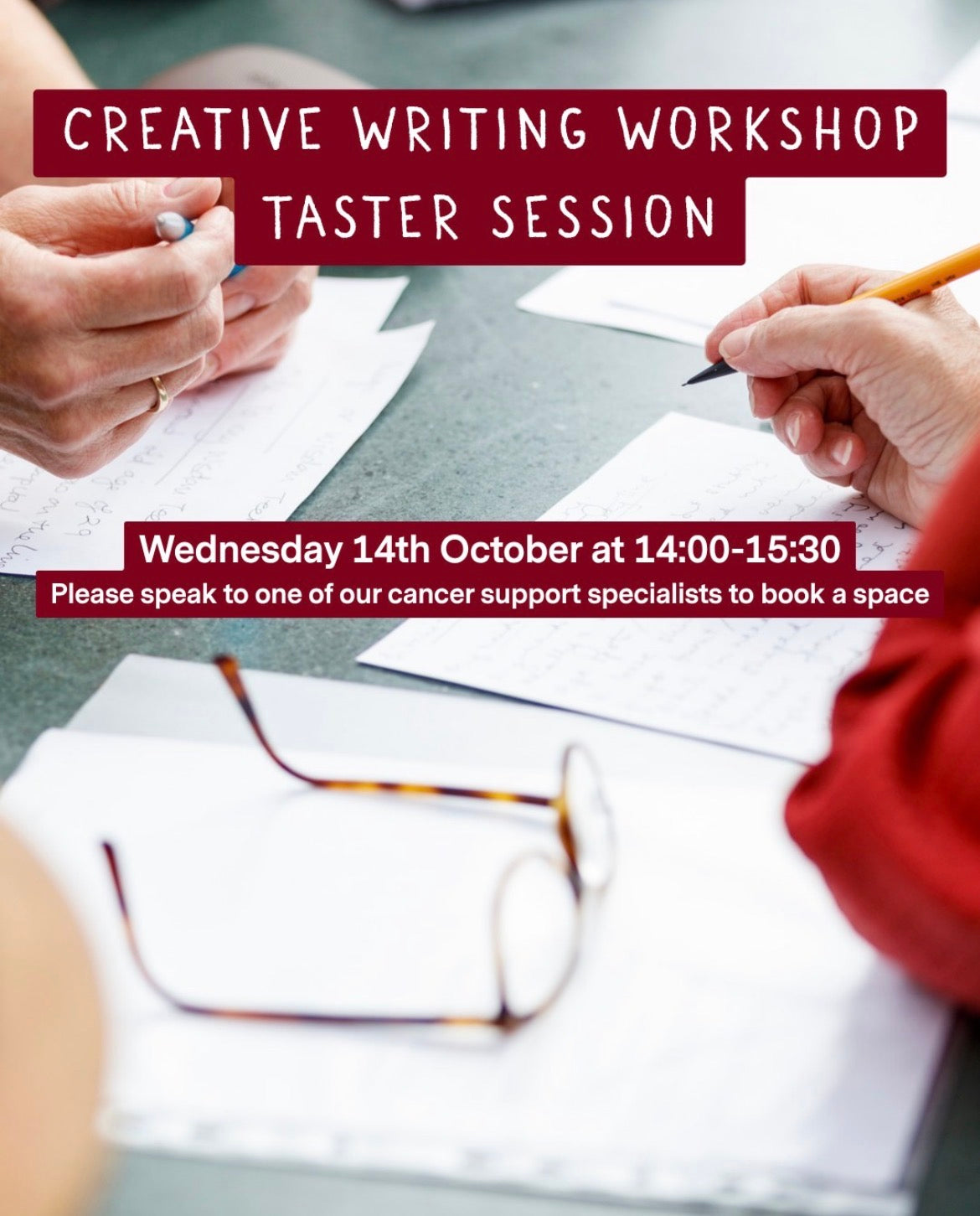 Creative Writing workshop taster session at Maggie's Cardiff